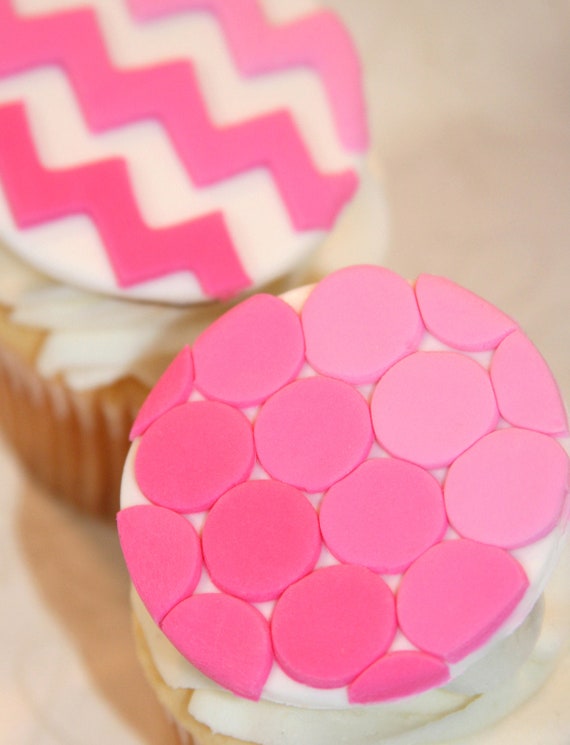 Fondant cupcake toppers Ombre Chevrons Circle Pattern Il_570xn