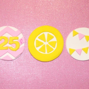 Fondant cupcake toppers Lemonade Stand Party , Lemon Pennant Banner image 3