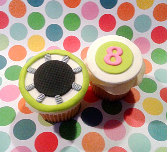 Fondant cupcake toppers Jump Trampoline Birthday Party Il_570xn