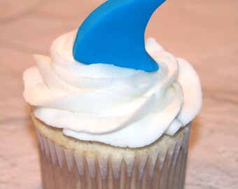 Fondant cupcake toppers Shark fin , Beach Pool Party