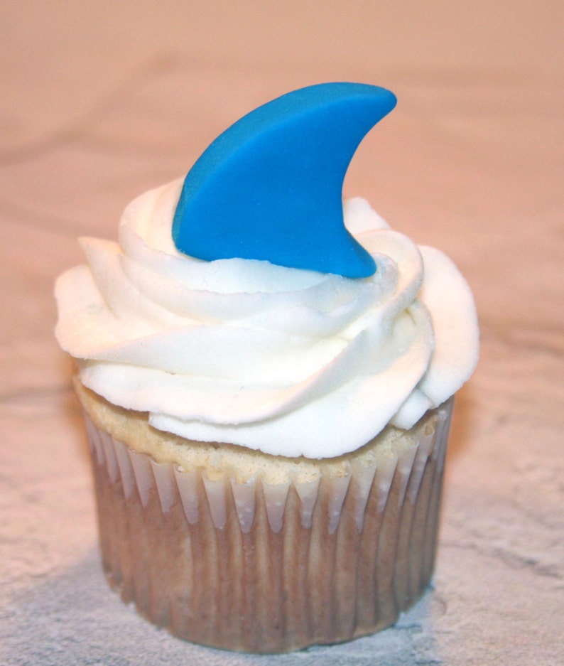 Fondant cupcake toppers Shark fin , Beach Pool Party image 1