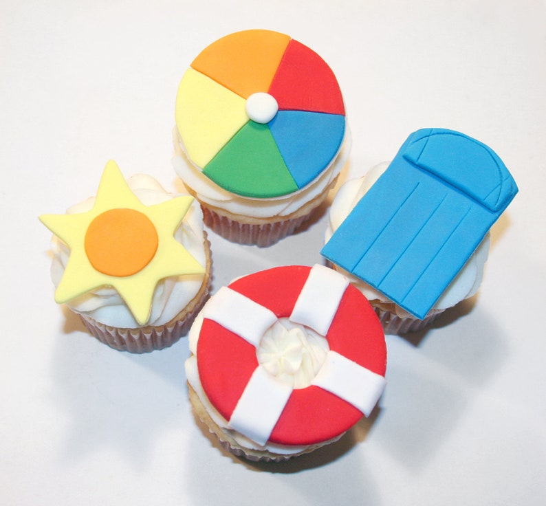 Fondant cupcake toppers Beach Summer Party image 1