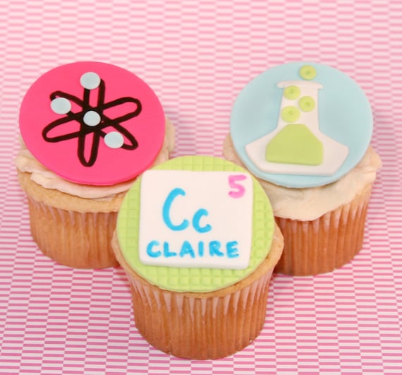 Fondant cupcake toppers Science themed birthday party Il_570xn