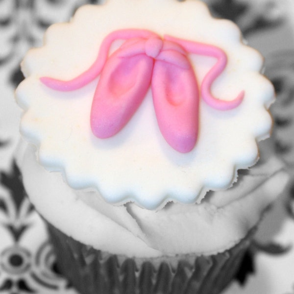 Fondant Cupcake Topper Ballet Shoes