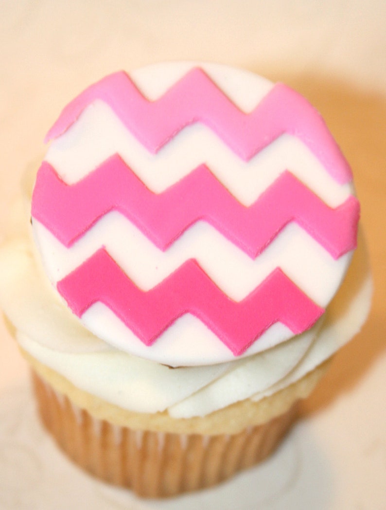 Fondant cupcake toppers Ombre Chevrons Circle Pattern | Etsy