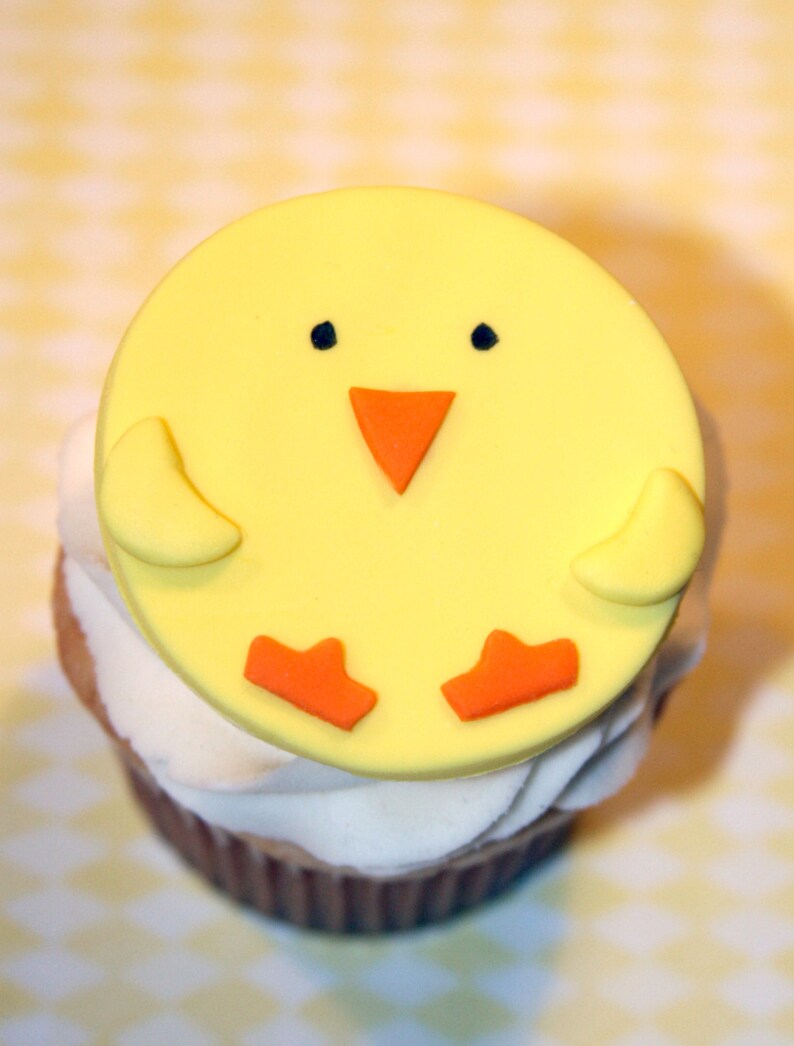 Fondant Cupcake Toppers Easter Spring Chick Etsy