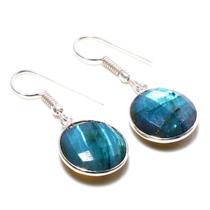 Orecchini pendenti fatti a mano a forma di moneta e pera • Orecchini pendenti in argento sterling • Gioielli boho minimalisti • Orecchini per tutti i giorni da donna