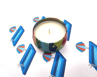 Summer Pool Scented Candle, Vegan Candle, Homemade Candles,  Candles, Tin Candle, Container Candle