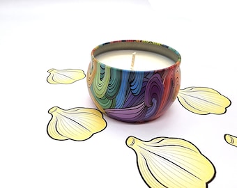 ニンニクの香りの缶入りキャンドル