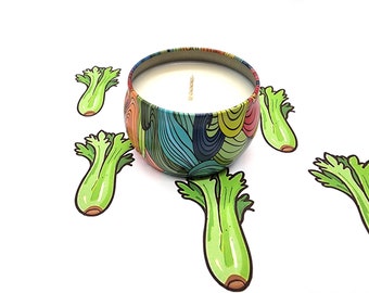 Celery Scented Candle, Vegan Candle, Homemade Candles,  Candles, Tin Candle, Container Candle