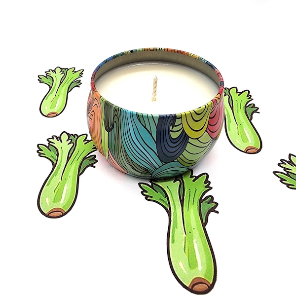 Celery Scented Candle, Vegan Candle, Homemade Candles,  Candles, Tin Candle, Container Candle