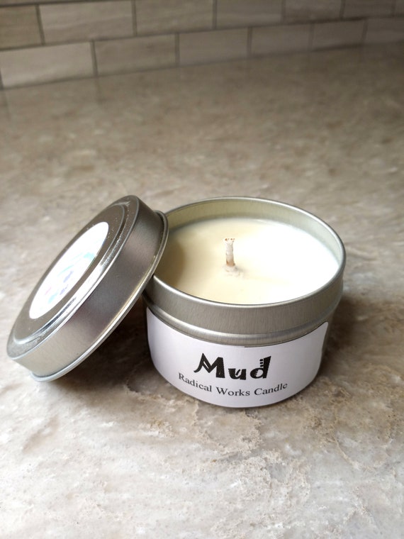 Mud Scented Candle, Vegan Candle, Homemade Candles, Natural Candles, Tin Candle,  Container Candle 