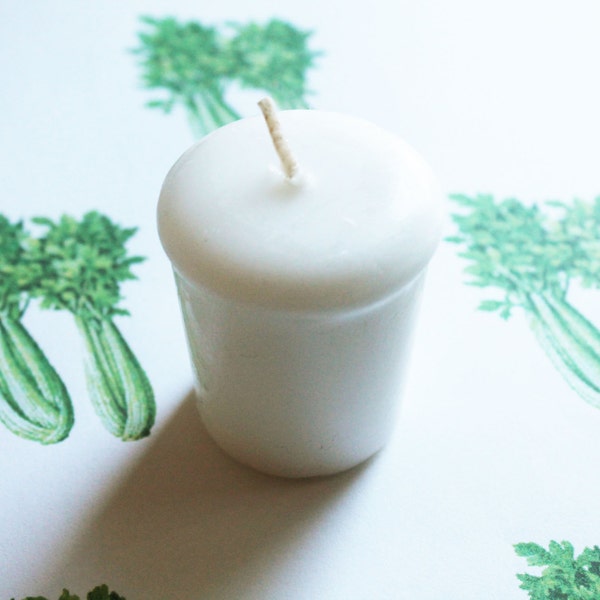 Celery Scented Votive Candle, Paraffin Wax, Home Decor, Votive Candles, Wedding Candles, Candle Favors