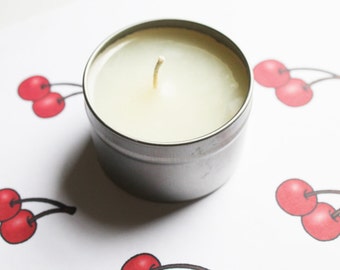 Cherry Scented Candle, Vegan Candle, Homemade Candles,  Candles, Tin Candle, Container Candle
