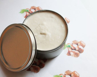 Hazelnut Whipped Body Butter, Scented Vegan Moisturizer,  Body Butter, Whipped Lotion, Tin Jars, Valentines Gift