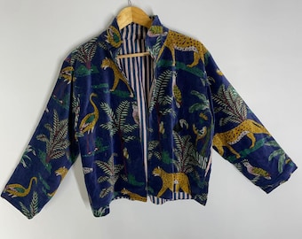 Handcrafted Velvet Jungle Print Jacket – Bohemian Safari Coat