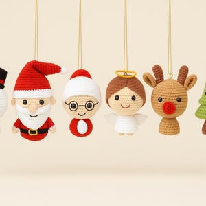 Bundle 6 Christmas Crochet Pattern PDF Download, Tree Decorations, Santa Claus, Snowman, Reindeer, Angel, Christmas Tree Crochet Pattern PDF