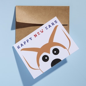 Bonnes oreilles - Carte de voeux Corgi pour le Nouvel An