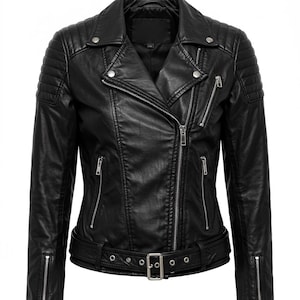 Handmade Black Leather Jacket for Women – Bikers Womens Jacket – Motorcycle Cowhide Leather Jacket | Gift for Her