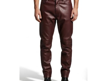 100% Genuine Black Leather Biker Pants for Men – Handmade Classic Black Leather Pants, Personalized Leather Biker Pant | Gift for Him
