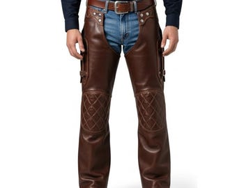 Echt Leder Chaps für Herren | Echt Leder Biker Chaps | Kundenspezifische Lederausrüstung | Stilvolle Langlebig | Geschenk für Ihn