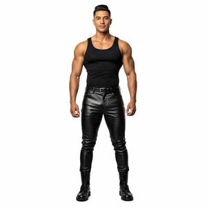 Mens Genuine Sheep Leather Pants - Black Leather Pants for Man - Leather Jeans - Handmade Leather Pants | Gift for Him