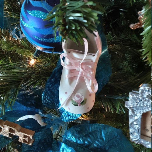 Personalized Baby's First Christmas Ornament, Bisque Shoe