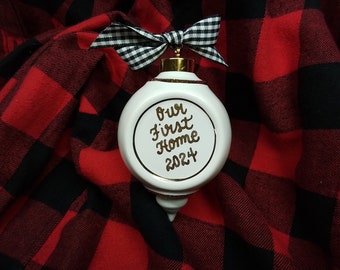 Classic White Christmas Ornament-Personalized Christmas Ornament