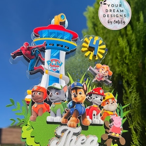 Paw Patrol Themed 3D Cake Topper Shaker and LED Light | Personalised Cake Topper, Birthday Cake Topper, party favour box