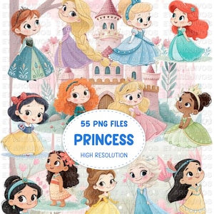 Watercolor Princess Clipart Bundle (PNG Digital Download)
