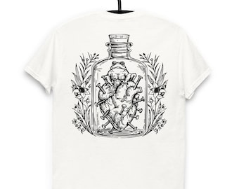 Gotisk häxig, estetisk t-shirt, vintage häxflasktröja, hednisk folklore, grafisk t-shirt, mörk ockult, konstdesign, unisex bomullströja