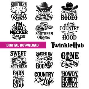 Western SVG Bundle: Cowboy/Cowgirl Quotes, Country PNG (Digital Download, PDF Files Included