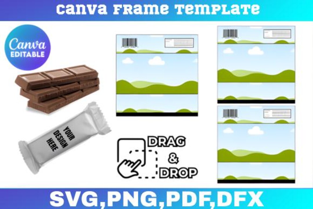 Canva Chocolate Bar Wrapper Template Editable, Candy Packaging Design ...
