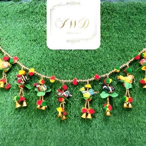 36&quot; Inches Handmade Decorative Parrot Wall Hanging Toran For Home Window Decor Indian Traditional Pooja Hanging Item Door Diwali Decor