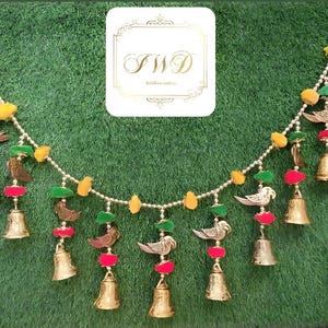 40&quot; Inches Handmade Decorative Parrot Wall Hanging Toran For Home Window Decor Indian Traditional Pooja Hanging Item Door Diwali Decor