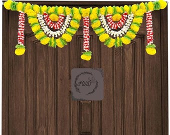 Handmade Mogra Flower Garland, Diwali Door Toran, 3ft