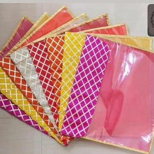 Gota Check Suit Sari bags-Saree Cover-Cloth Organizer-Bridal Trousseau Indian Traditions wedding gift Bags Kurti Bags Sari Wedding Favors