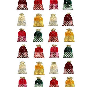 100 pcs Velvet Gota Potli Bag, Dry Fruits, Sweet Pouch, Indian Wedding Favor image 7