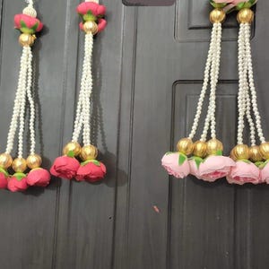 12" inch PeonyPearl Beaded Hanging Strings | Indian Wedding Diwali Decor 10 pcs