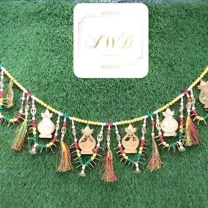 39”Inches Handmade Decorative Kalas Wall Hanging Toran For Home Decor Indian Traditional Pooja Hanging Item Door Window Hanging Diwali Decor