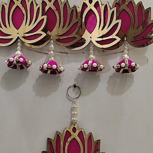Pink Lotus Backdrop Hanging Strings Lotus Hanging | Mandir Decor Diwali Decoration | Indian Wedding | Housewarming Decor | Haldi Decor