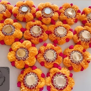 100pcs Decorative Tealight Candle Holder Festive Home Decoration, Housewarming favor, pooja Wedding Gift, Marigold Flowers diwali decoration