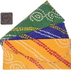 Indian Wedding Silk Fabric Cash Envelope, Fabric Money Pouch, bandhani Gift Wallet, Traditional Cloth Envelope, Handmade Shagun Cover
