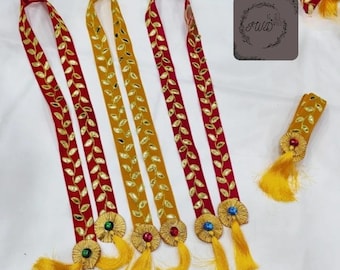 100 Pcs Silk Gotta work Swagat Mala Wedding Stole Scarves for Groom, Barati Brides Elegant Dupatta Greetings, Wedding Favors,Return Gifts