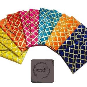 Indian Wedding Silk Fabric Cash Envelope, Fabric Money Pouch, Gota Work Gift Wallet, Traditional Cloth Envelope, Handmade Shagun Cover