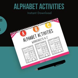 Actividades del alfabeto de la A a la Z: Hojas de trabajo para practicar la escritura a mano y el reconocimiento de letras en preescolar