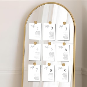 Spegelplaceringskort - Bröllopsplaceringskarta, Placeringsplan, Redigerbar mall