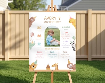 Party Animal Birthday Milestone Board – Calling All Party Animals, Editable Template