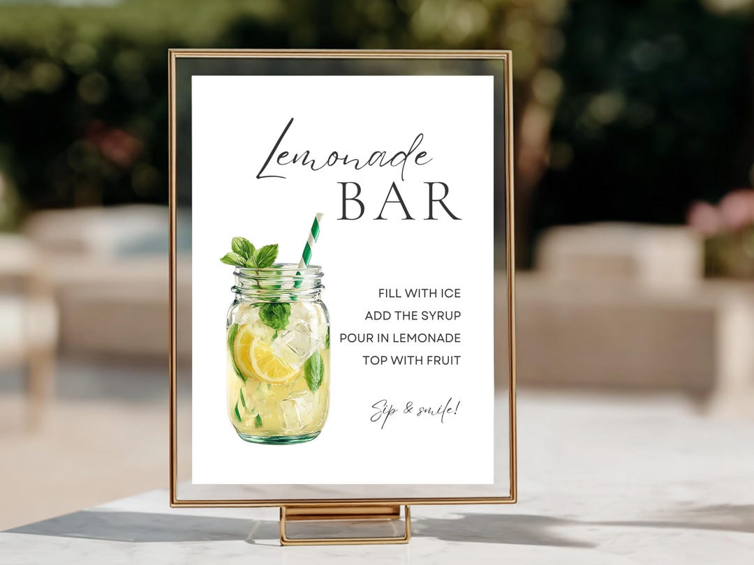 Lemonade Bar Sign, Signature Drink Sign, Mocktail Menu, Non Alcoholic ...