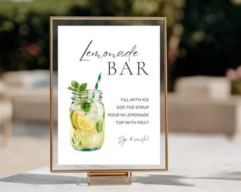 Lemonade Bar Sign, Signature Drink Sign, Mocktail Menu, Non Alcoholic Bar, Graduation Baby Bridal Shower Decor, Printable Drink Station Sign